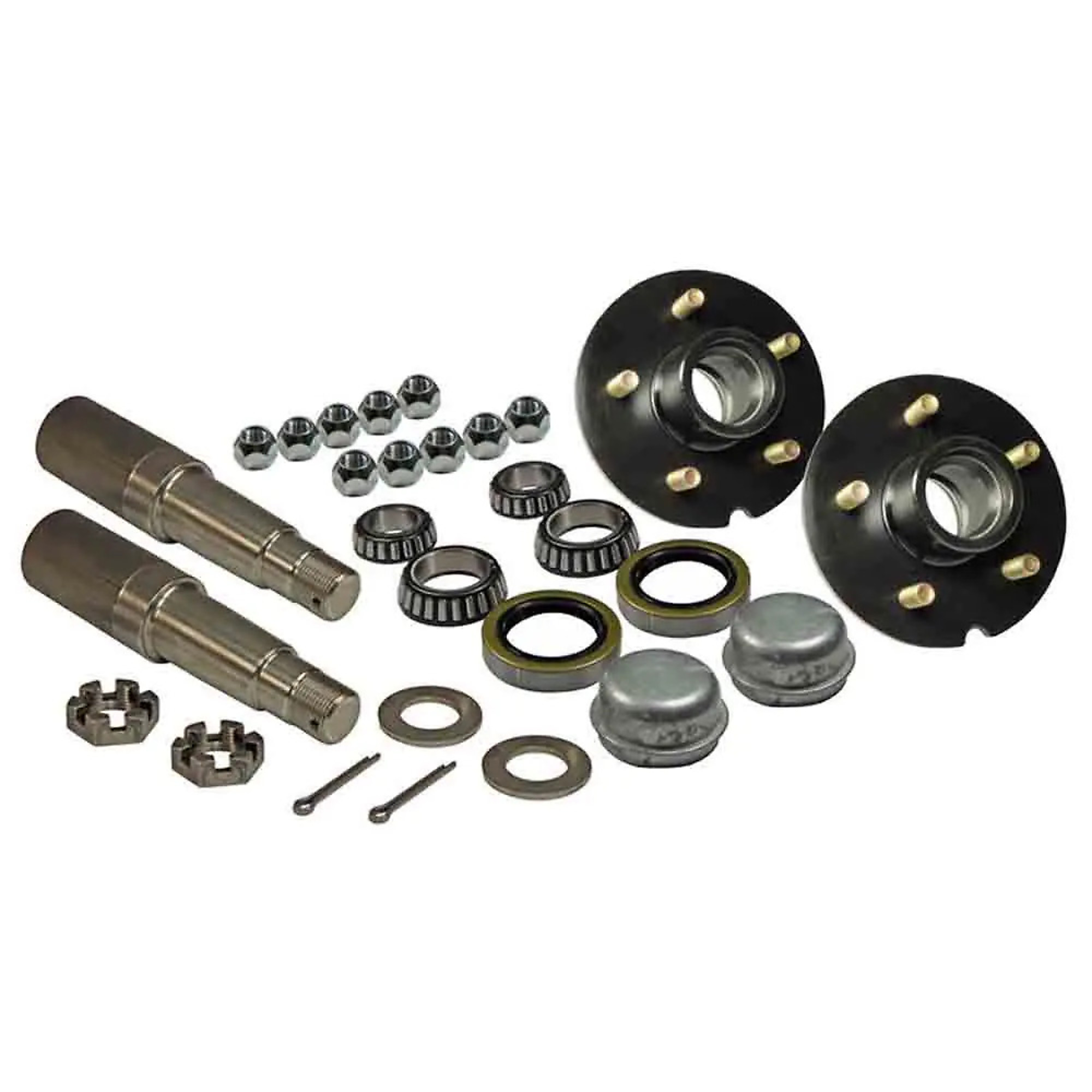 Rigid Hitch, Pair of 5-Lug Hub/Spindle End Units, Fits 2in Round Tube, 1-3/8 Inch to 1-1/16 Inch Tapered Spindles, 1750lb Capacity Per Hub, Model# AKRD-3500545